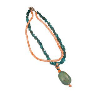 Turquoise Coral Doubled Tier Necklace
